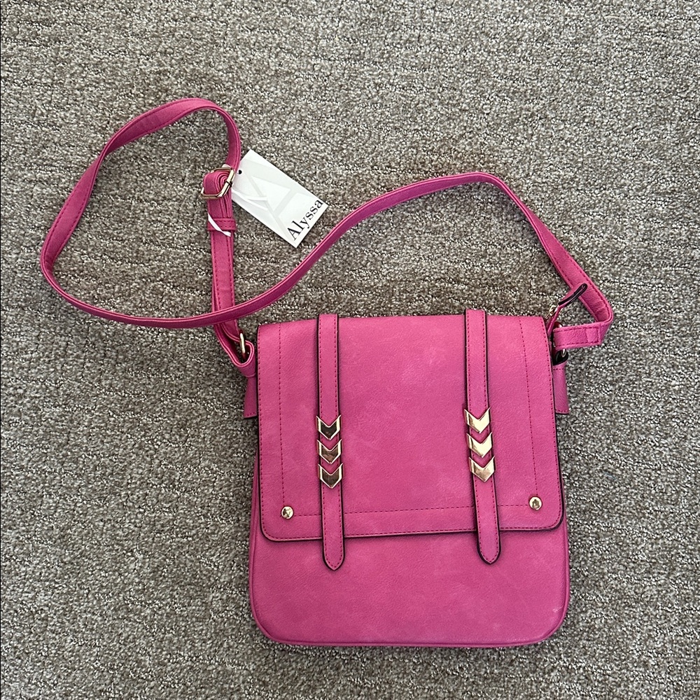 Alyssa Large Flap Front Faux Leather Crossbody